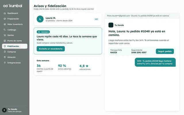 Kumbai: los avisos a clientes
