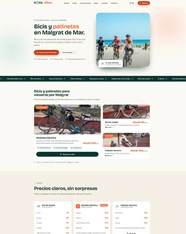 Web de Botia Bikes (Alquiler de Bicis)