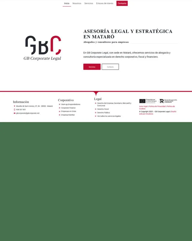 Web de GB Corporate Legal (Asesoría Legal)