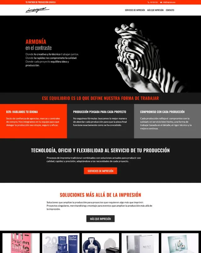 Web de Imprymo (Producción gráfica)