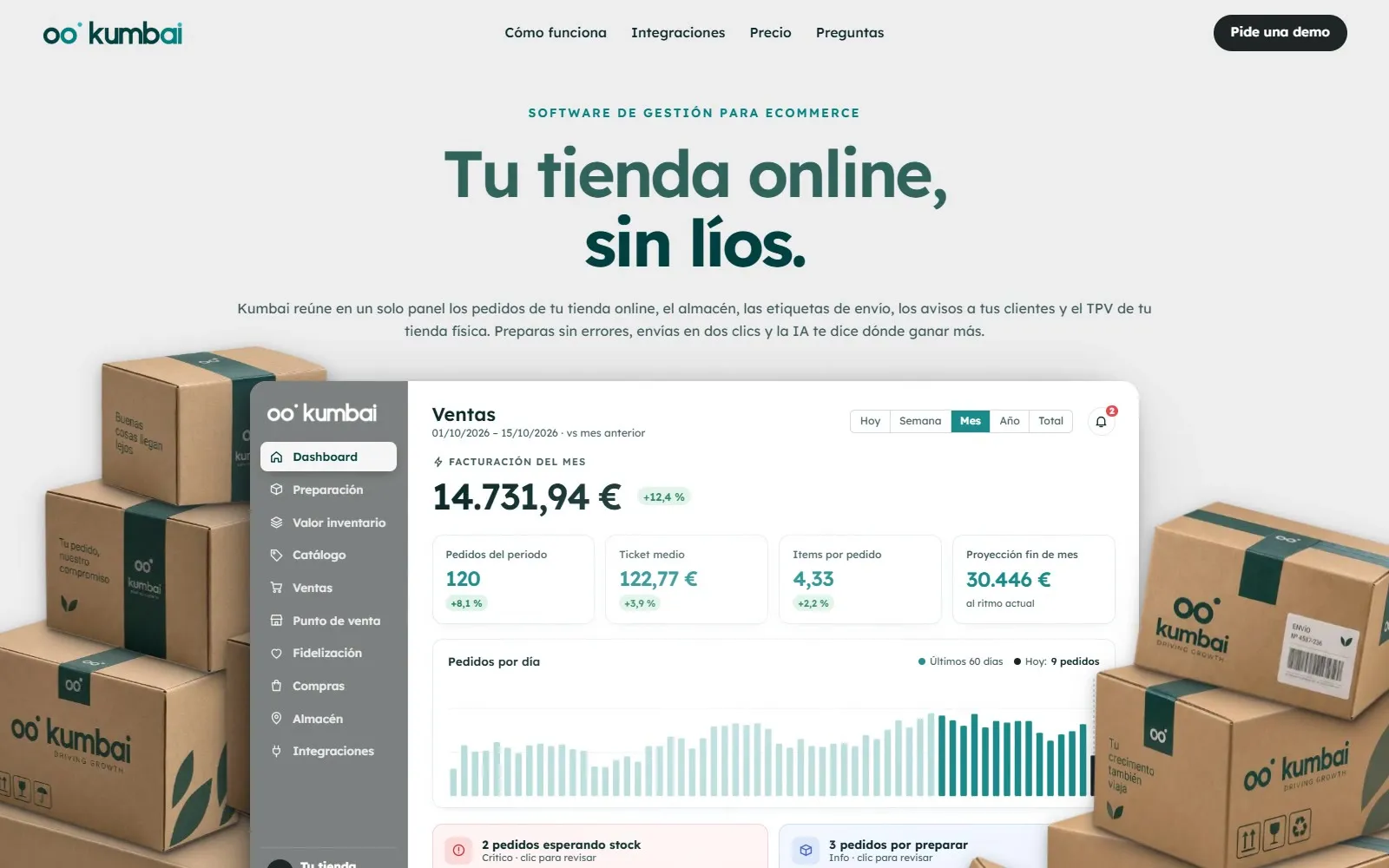 Portada de la web de Kumbai (Software para ecommerce)