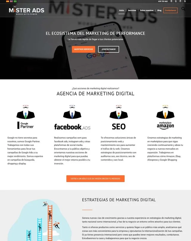 Web de misterads (Marketing)