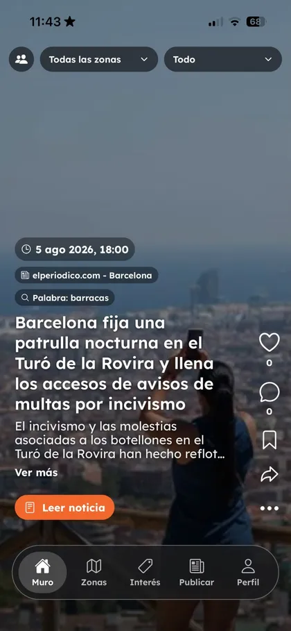 Snurkel: el muro con una noticia de Barcelona