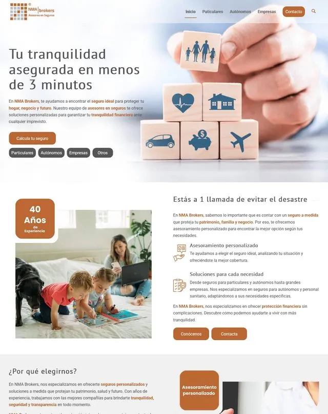 Web de NMA Brokers (Asesores de seguros)