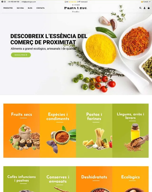 Web de Pasta i Gra (Alimentación)