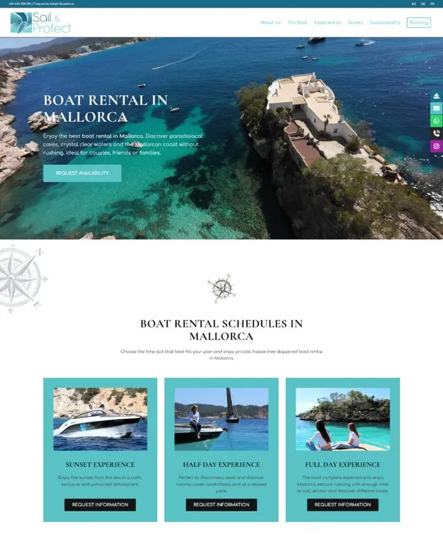 Web de Sail&Protect (Alquiler de Barcos)