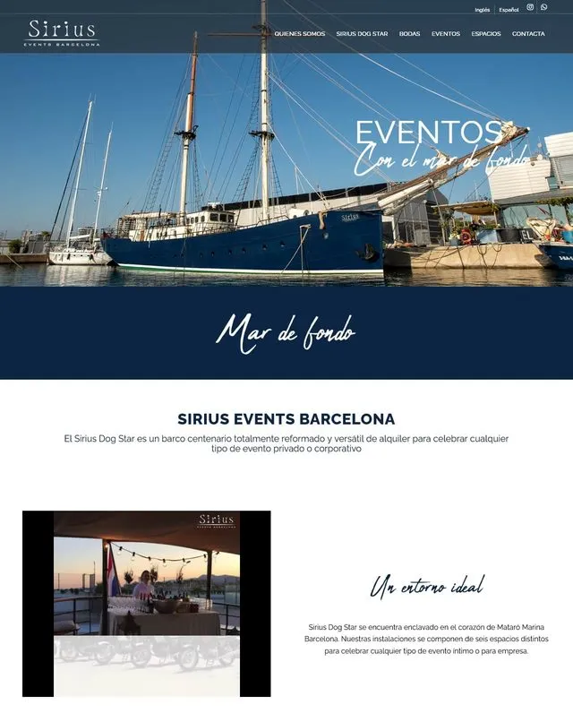 Web de Sirius Events (Barcos)
