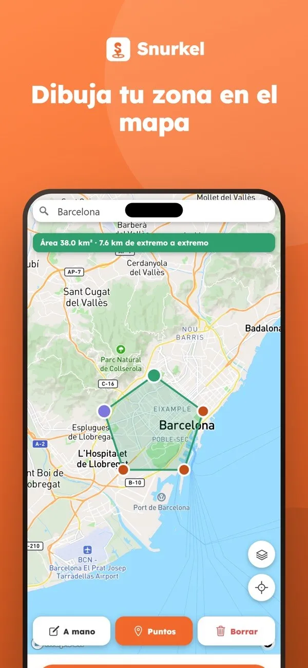 App de Snurkel: dibuja tu zona en el mapa