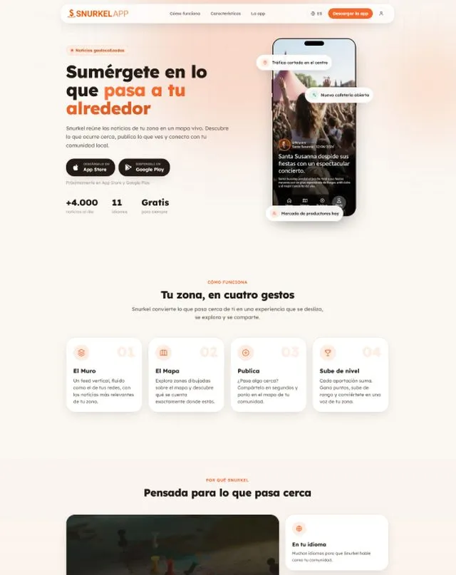 Web de Snurkel (Noticias geolocalizadas)