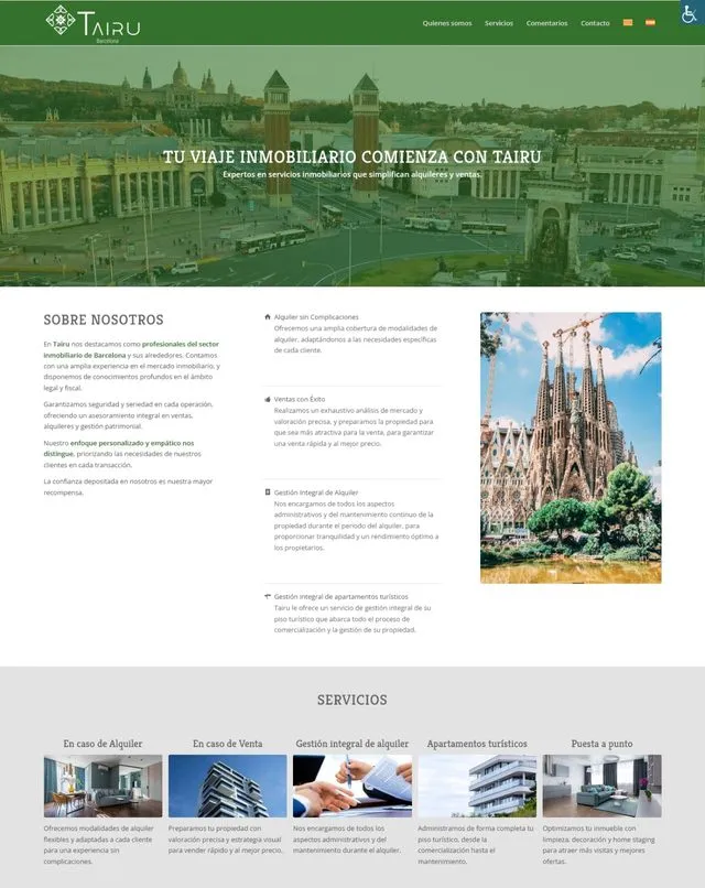 Web de Tairu Barcelona (Inmobiliaria)