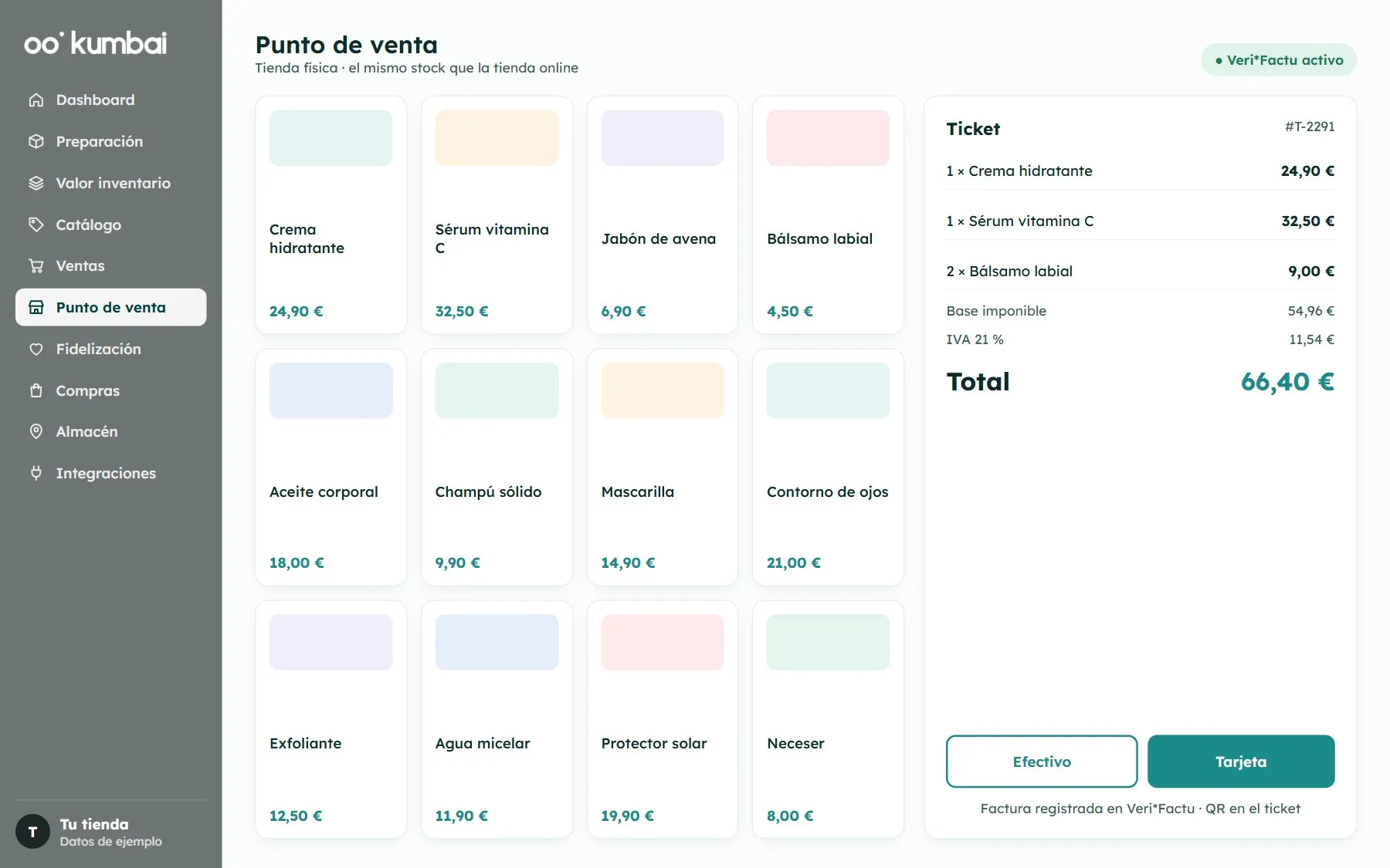 Kumbai: punto de venta con Veri*Factu