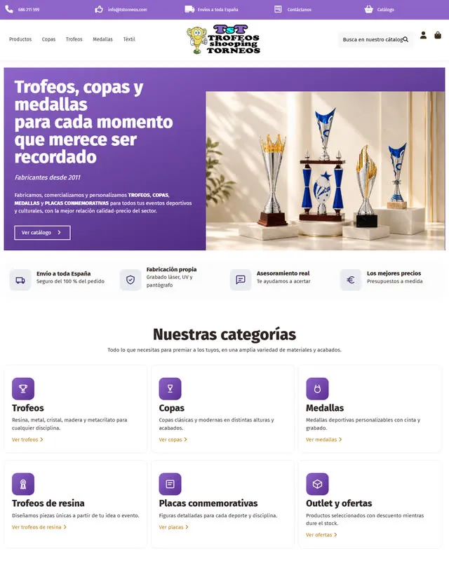 Web de Trofeos Shopping Torneos (Trofeos y medallas)